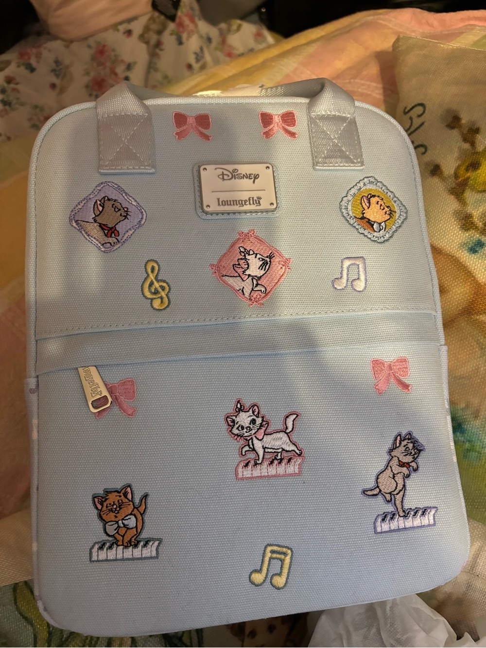 Loungefly Pastel Blue Marie & Friends Appliqué Mini Backpack